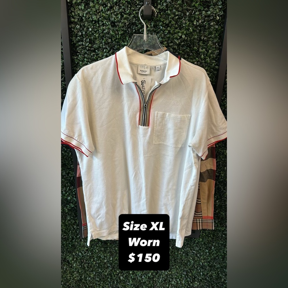 Burberry Red and White Polo Shirt with Sporty Trim